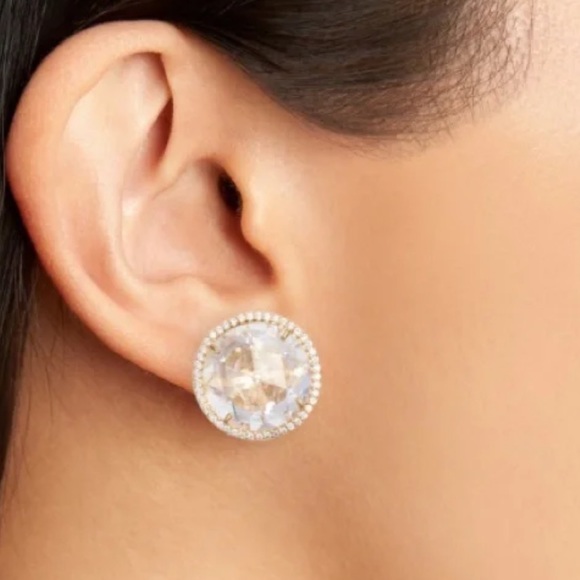 Kate Spade She Has Spark Pave Round Large Stud Earrings Gold - Picture 2 of 5